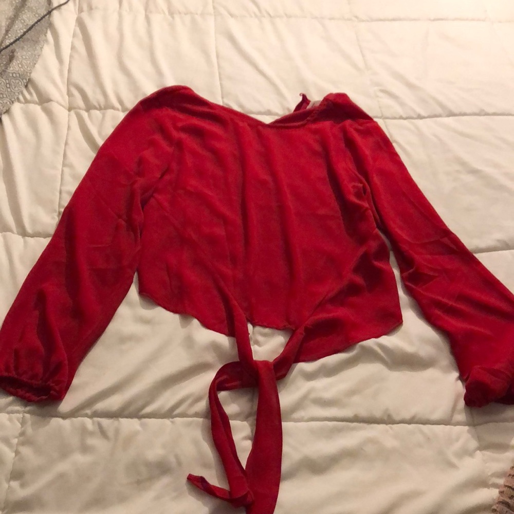 Long Sleeve Red Blouse